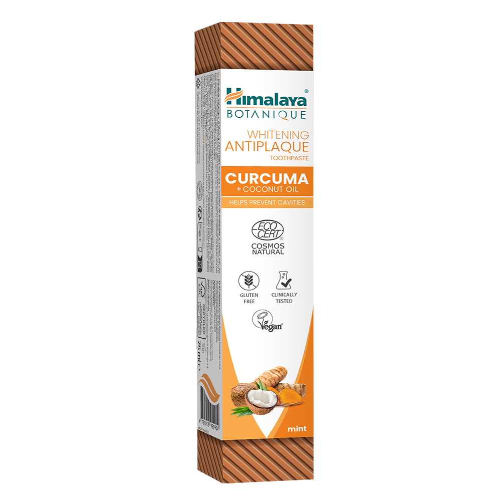 Pasta de dinti impotriva formarii placii dentare Botanique, Curcuma, 75 ml, Himalaya