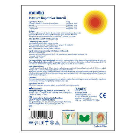 Plasture impotriva durerii cu ulei de pelin, 6 buc, Mobilin 756669