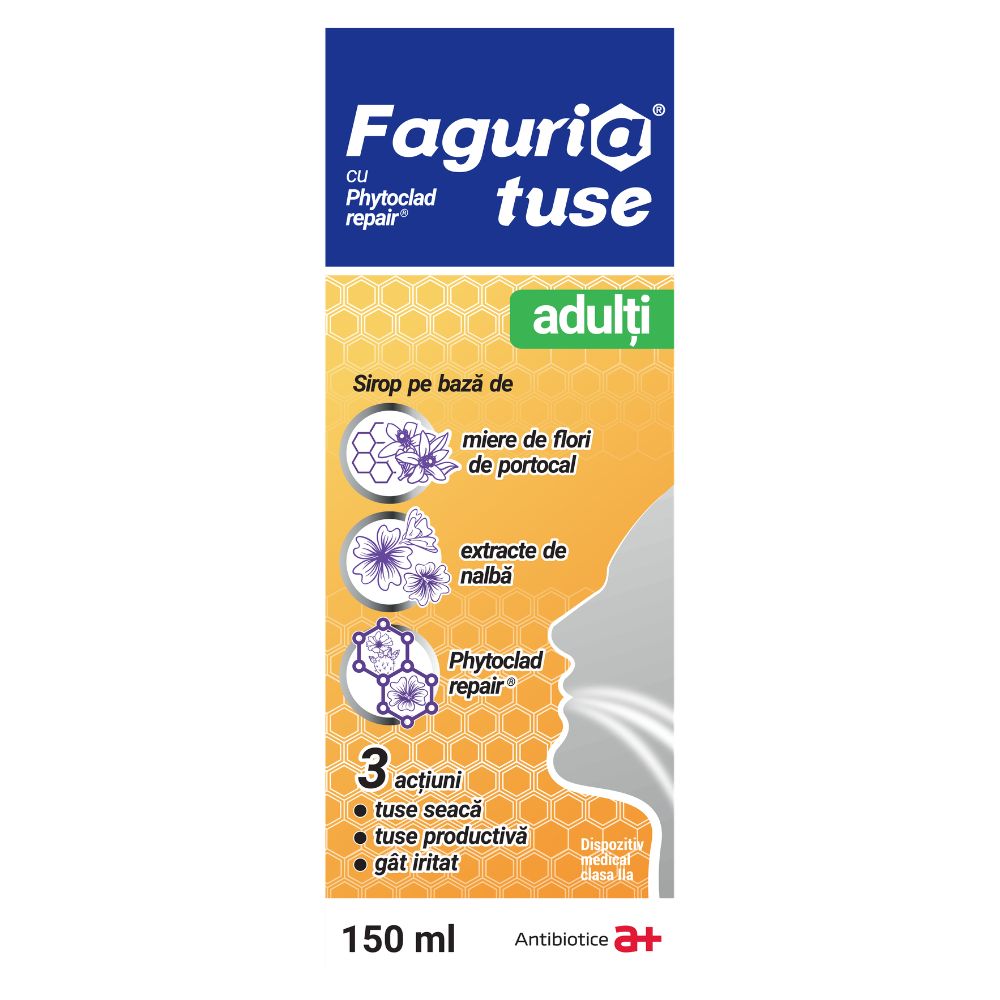 Sirop de tuse pentru adulti Faguria, 150 ml, Antibiotice SA