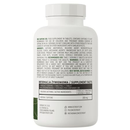 Supliment cu cafeina, 200 mg, 200 tablete, OstroVit 756494