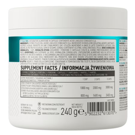 Acid linoleic conjugat CLA 1000, 180 capsule, OstroVit 756522