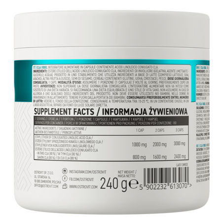 Acid linoleic conjugat CLA 1000, 180 capsule, OstroVit 756522
