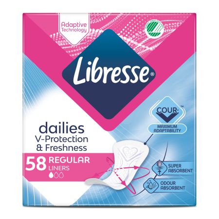Absorbante zilnice, Regular, 58 bucati, Libresse