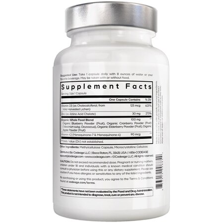 Vitamin D, K2 & Zinc Amen Codeage, 60 capsule, GNC 756585
