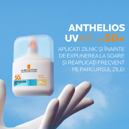 Serum solar cu SPF 50+ Anthelios UVAir, nuanta deschisa natural, 50 ml, La Roche-Posay 756629