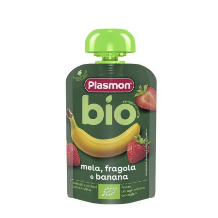 Piure bio de mar, capsuni si banane, 100 g, Plasmon