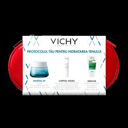 Trusa cu Crema intens hidratanta 72H pentru toate tipurile de ten, Mineral 89 Legere, Set, Vichy 756689