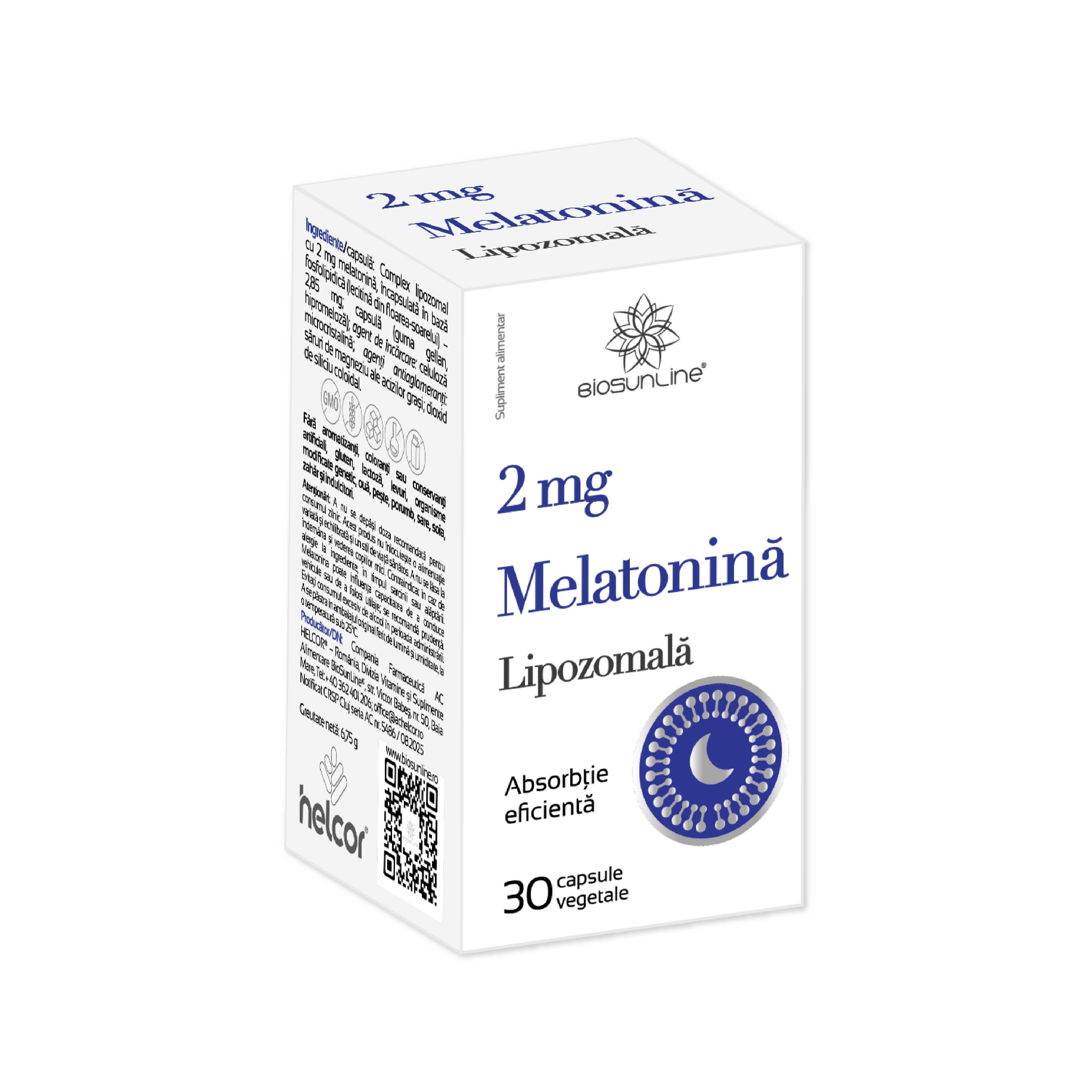 Melatonina Lipozomala, 2 mg, 30 capsule vegetale, BioSunLine