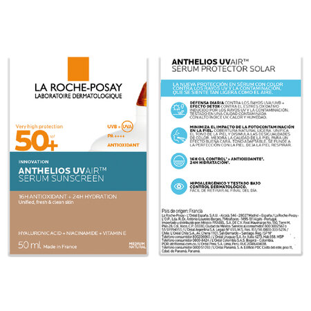 Serum de fata cu protectie solara SPF 50+ Anthelios UVAir, nuanta medie natural, 50 ml, La Roche-Posay 756697