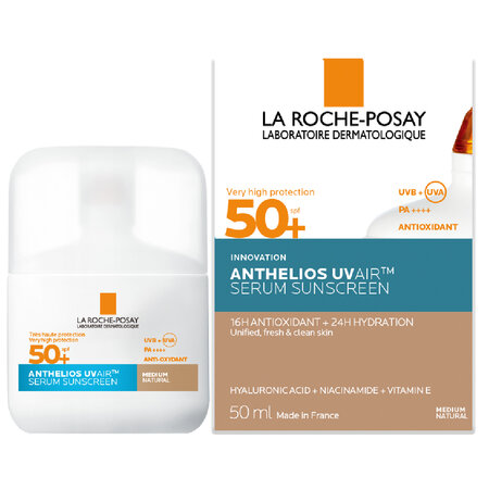 Serum de fata cu protectie solara SPF 50+ Anthelios UVAir, nuanta medie natural, 50 ml, La Roche-Posay 756698