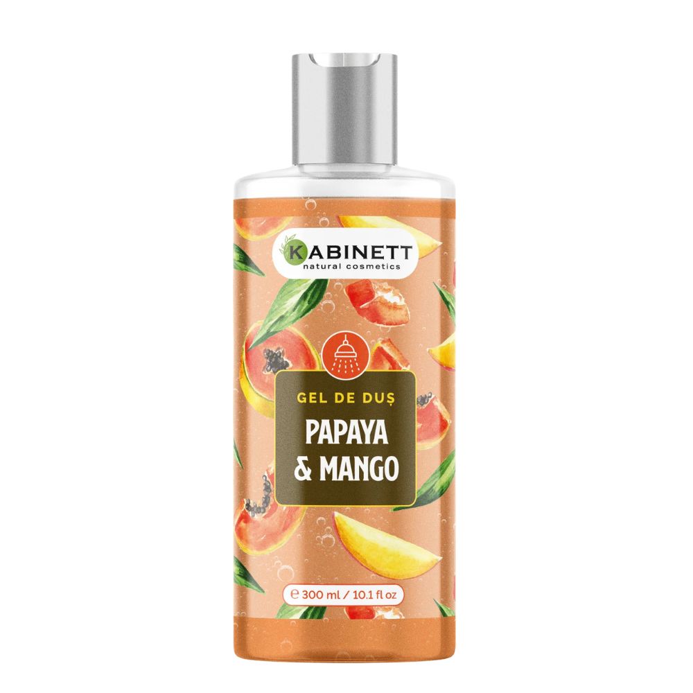 Gel de dus parfumat, Mango si papaya, 300 ml, Kabinett Natural Cosmetics