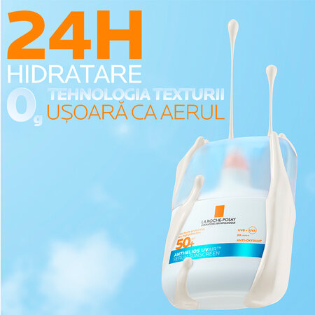 Serum de fata cu protectie solara SPF 50+ Anthelios UVAir, 50 ml, La Roche-Posay 756746