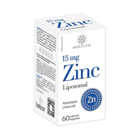 Zinc Lipozomal, 15 mg, 60 capsule vegetale, BioSunLine