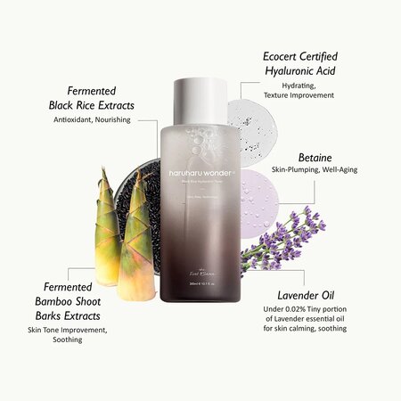 Toner Black Rice cu Acid hialuronic, 300 ml, Haruharu Wonder 756959