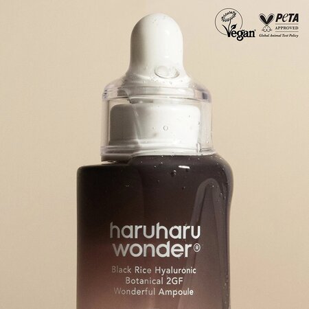 Ser Black Rice cu Acid hialuronic si 2GF Wonderful Face, 30 ml, Haruharu Wonder 757010