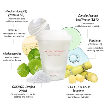 Crema-gel cu Centella si Niacinamida 5%, 90 g, Haruharu Wonder 757023