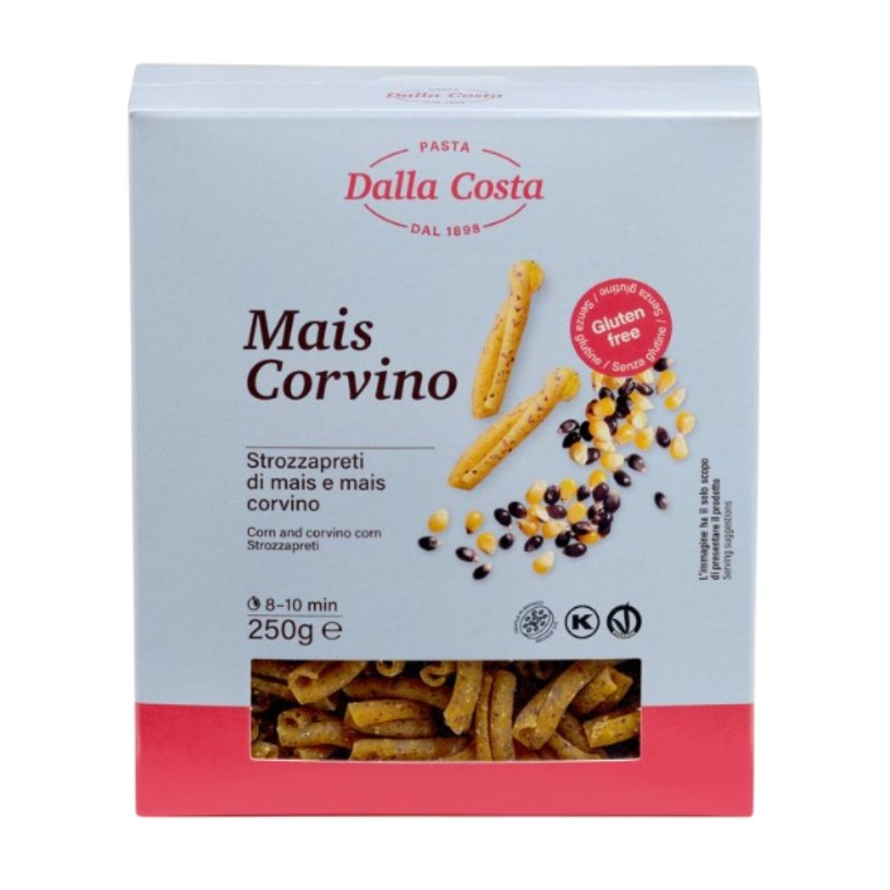 Paste strozzapreti din porumb galben si porumb corvin, 250 g, Dalla Costa