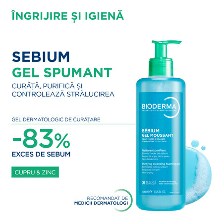 Gel spumant purifiant Sebium, 400 ml, Bioderma 757200