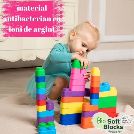 Set cuburi moi cu roti Soft Blocks, 6 luni+, 21 piese, Gerardo's Toys 757249