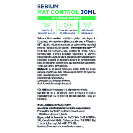 Fluid hidratant matifiant Sebium Mat Control, 30 ml, Bioderma 757322