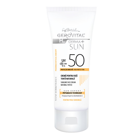 Crema pentru fata cu tenta naturala GH3 Derma+Sun SPF 50, 50ml, Gerovital	     