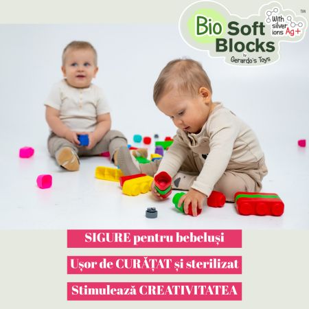 Set de constructie cuburi moi cu roti, 6 luni+, 33 piese, Gerardo's Toys 757472