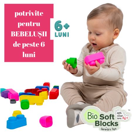 Set de constructie cuburi moi cu roti, 6 luni+, 14 piese, Gerardo’s Toys 757490