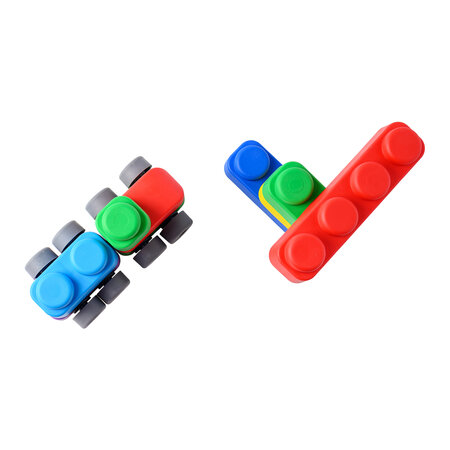 Set de constructie cuburi moi cu roti, 6 luni+, 14 piese, Gerardo’s Toys 757495