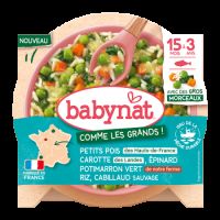 Meniu Bio, Mazare, Spanac, Dovleac, Orez si Peste, + 15 luni, 200 g, BabyBio