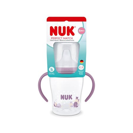 Biberon cu toarte si tetina de invatare Perfect Match, Diverse modele, 6 luni+, 150 ml, Nuk 757525