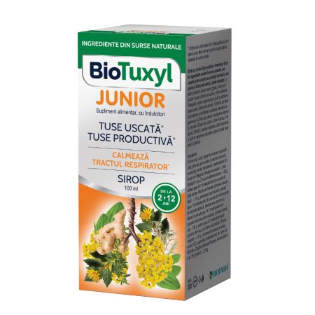 Sirop pentru tuse uscata si productiva Biotuxyl Junior, 100 ml, Biofarm
