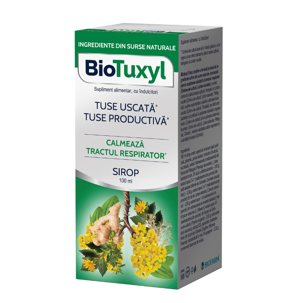 Sirop pentru tuse uscata si productiva Biotuxyl, 100 ml, Biofarm