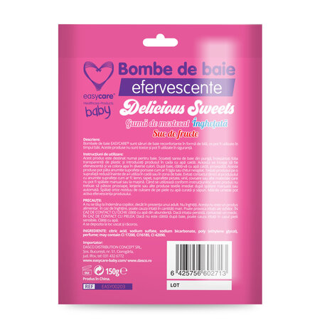 Bombe de baie efervescente pentru copii, Delicious Sweets, 3 bucati, EasyCare Baby 757567