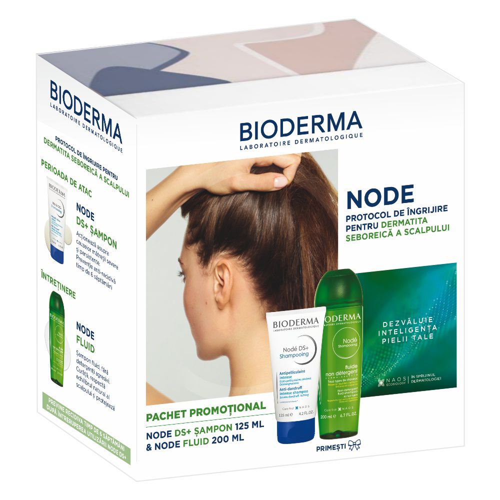 Pachet Sampon Node DS+ Fluide Node, 125 ml + 200 ml, Bioderma