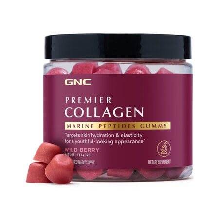 Jeleuri cu peptide marine pentru piele si par, Fructe de padure salbatice, 90 jeleuri, GNC