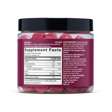 Jeleuri cu peptide marine pentru piele si par, Fructe de padure salbatice, 90 jeleuri, GNC 820234
