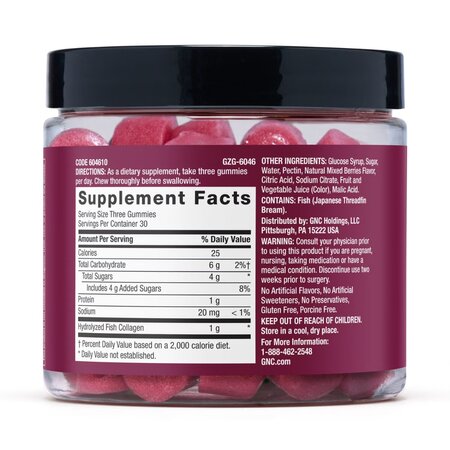 Jeleuri cu peptide marine pentru piele si par, Fructe de padure salbatice, 90 jeleuri, GNC 757727