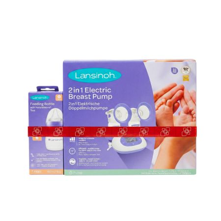 Pompa de san electrica 2 in 1 + Biberon cu tetina Natural Wave 160 ml, Lansinoh