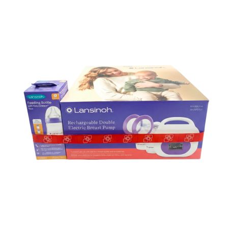 Pompa de san electrica dubla reincarcabila + Biberon cu tetina Natural Wave 160 ml, Lansinoh