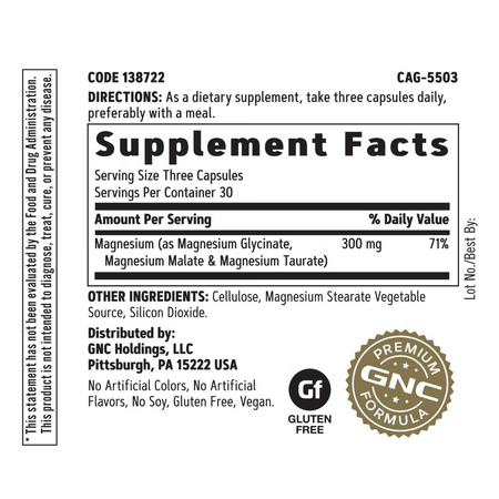 Super Magneziu 300 mg, GNC, 90 capsule 757776