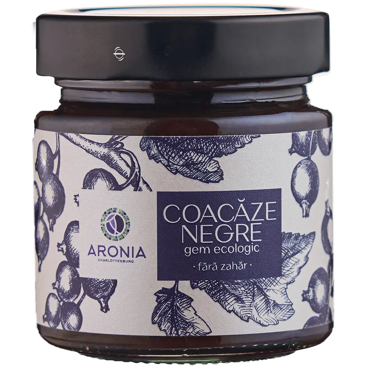 Gem de coacaze negre ecologic, fara zahar, 200 g, Aronia Charlottenburg