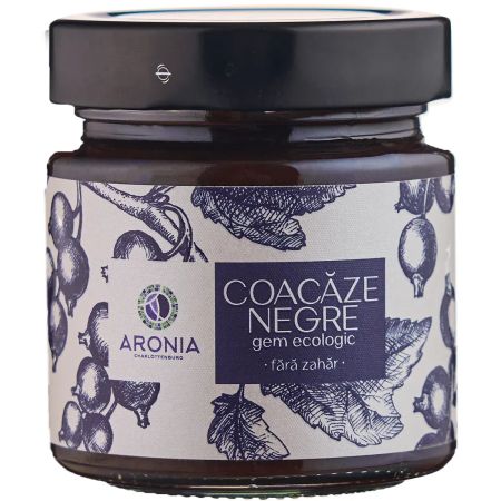 Gem de coacaze negre ecologic, fara zahar, 200 g, Aronia Charlottenburg