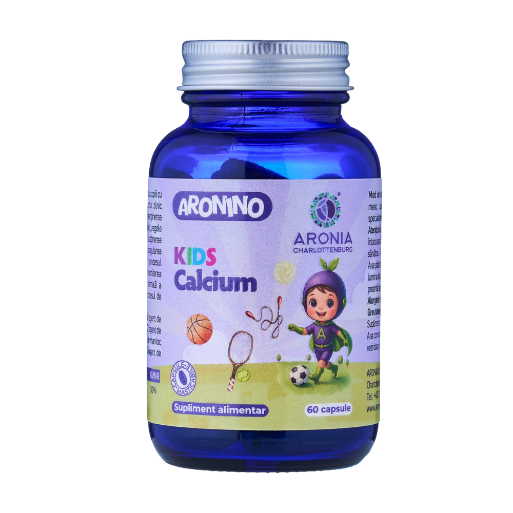 Calciu pentru copii Aronino, Capsune, 60 capsule masticabile, Aronia Charlottenburg