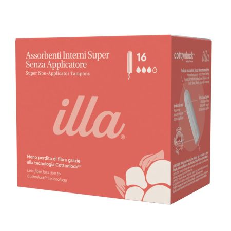 Tampoane interne din bumbac organic, Super, 16 bucati, Illa
