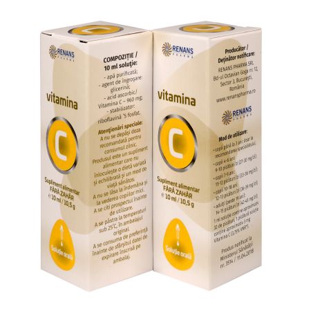 Vitamina C solutie orala fara zahar, 10 ml, Renans 758473
