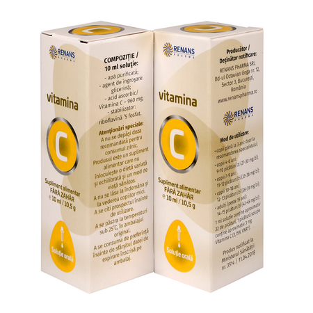 Vitamina C solutie orala fara zahar, 10 ml, Renans 758473