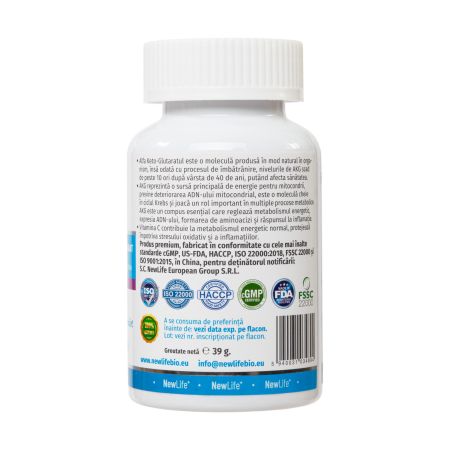 Calciu Alfa Keto-Glutarat, 500 mg, 60 capsule vegetale, NewLife+ 759659