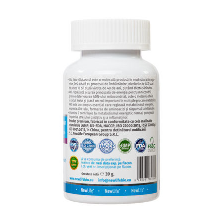 Calciu Alfa Keto-Glutarat, 500 mg, 60 capsule vegetale, NewLife+ 759659