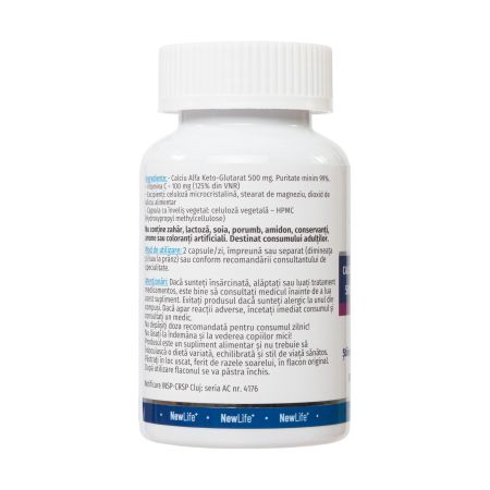 Calciu Alfa Keto-Glutarat, 500 mg, 60 capsule vegetale, NewLife+ 759660