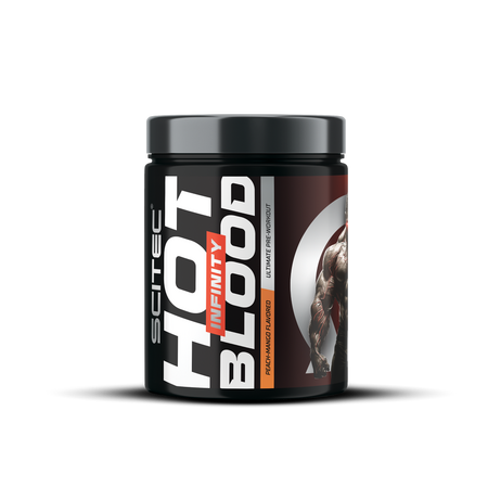 Pre workout cu cofeina Hot Blood Infinity, Peach-Mango, 350 g, Scitec Nutrition